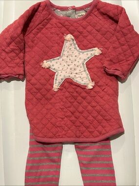 Hatley Rose Pink Quilted Star Tunic Sweatshirt with Striped Leggings